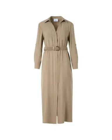 Akris punto Long-Sleeve Belted Viscose Twill Midi Shirtdress | Thumbnail 1 Akris punto Long-Sleeve Belted Viscose Twill Midi Shirtdress | Thumbnail 1