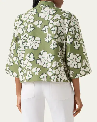 Akris punto Papercut Flower Print Cotton Poplin Button-Down Shirt | Thumbnail 3 Akris punto Papercut Flower Print Cotton Poplin Button-Down Shirt | Thumbnail 3