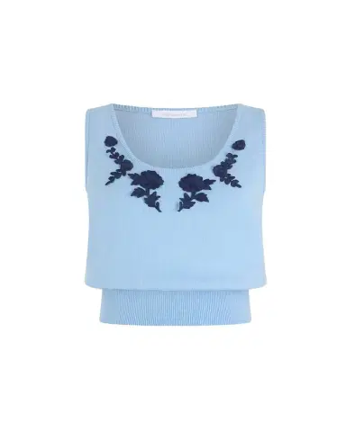 Rabanne Floral Embroidered Rib Knit Sleeveless Sweater | Thumbnail 1 Rabanne Floral Embroidered Rib Knit Sleeveless Sweater | Thumbnail 1