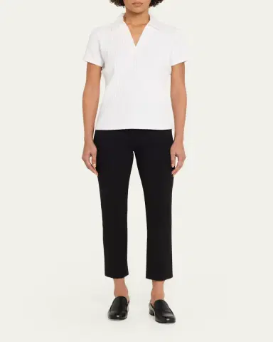 Vince Ribbed Cotton-Blend Polo Shirt | Thumbnail 2 Vince Ribbed Cotton-Blend Polo Shirt | Thumbnail 2
