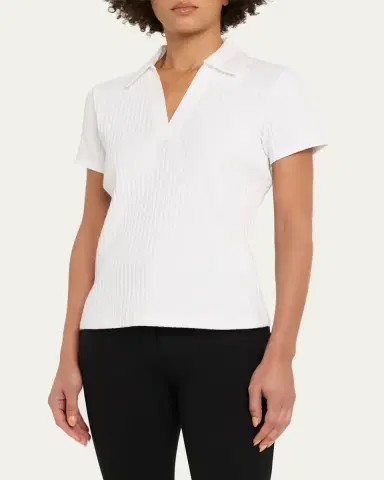 Vince Ribbed Cotton-Blend Polo Shirt | Thumbnail 4 Vince Ribbed Cotton-Blend Polo Shirt | Thumbnail 4