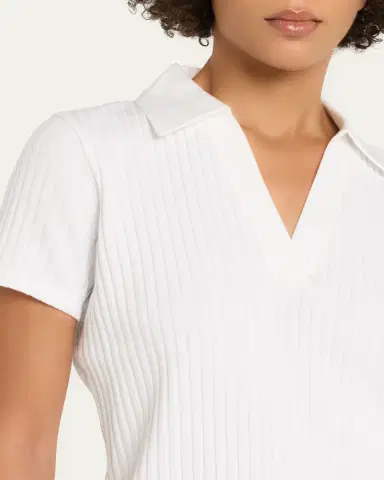 Vince Ribbed Cotton-Blend Polo Shirt | Thumbnail 5 Vince Ribbed Cotton-Blend Polo Shirt | Thumbnail 5