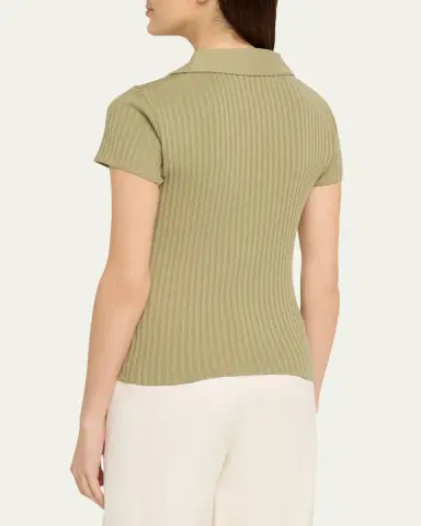 Vince Ribbed Cotton-Blend Polo Shirt | Thumbnail 7 Vince Ribbed Cotton-Blend Polo Shirt | Thumbnail 7