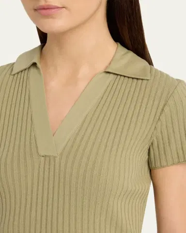 Vince Ribbed Cotton-Blend Polo Shirt | Thumbnail 9 Vince Ribbed Cotton-Blend Polo Shirt | Thumbnail 9