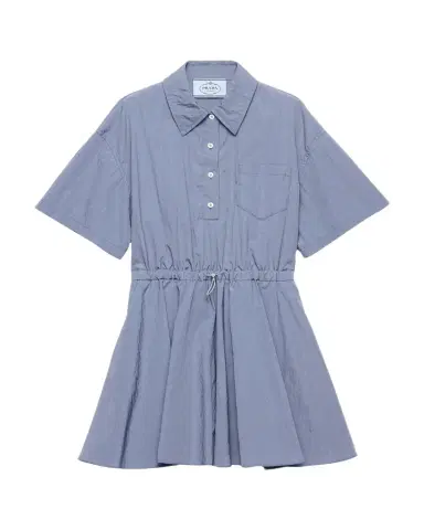 Prada Re-Nylon Drawstring Mini Shirtdress | Thumbnail 1 Prada Re-Nylon Drawstring Mini Shirtdress | Thumbnail 1