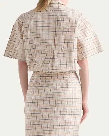 Prada Embroidered Check Cotton Polo Top | Thumbnail 3 Prada Embroidered Check Cotton Polo Top | Thumbnail 3