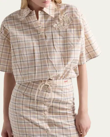 Prada Embroidered Check Cotton Polo Top | Thumbnail 4 Prada Embroidered Check Cotton Polo Top | Thumbnail 4