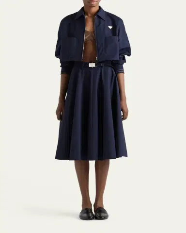 Prada Cotton A-Line Belted Midi Skirt | Thumbnail 2 Prada Cotton A-Line Belted Midi Skirt | Thumbnail 2