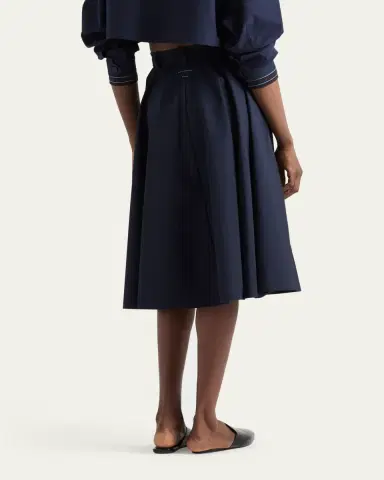 Prada Cotton A-Line Belted Midi Skirt | Thumbnail 3 Prada Cotton A-Line Belted Midi Skirt | Thumbnail 3