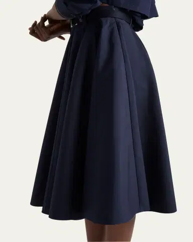 Prada Cotton A-Line Belted Midi Skirt | Thumbnail 5 Prada Cotton A-Line Belted Midi Skirt | Thumbnail 5