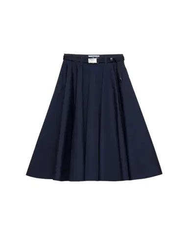 Prada Cotton A-Line Belted Midi Skirt | Thumbnail 1 Prada Cotton A-Line Belted Midi Skirt | Thumbnail 1