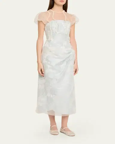 Simone Rocha Embellished Tulle Layered Floral-Jacquard Midi Dress | Thumbnail 4 Simone Rocha Embellished Tulle Layered Floral-Jacquard Midi Dress | Thumbnail 4