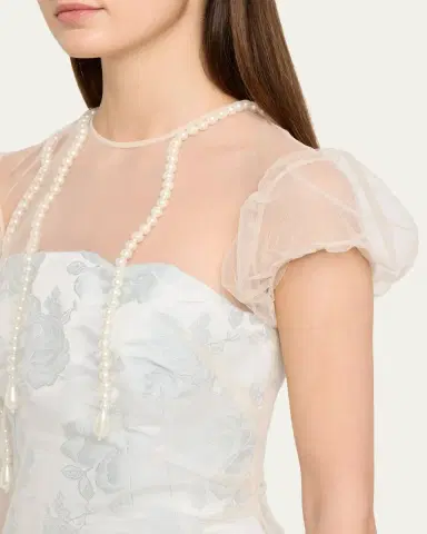 Simone Rocha Embellished Tulle Layered Floral-Jacquard Midi Dress | Thumbnail 5 Simone Rocha Embellished Tulle Layered Floral-Jacquard Midi Dress | Thumbnail 5