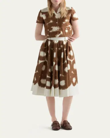 Prada Abstract-Print Canvas Crop Bowling Shirt | Thumbnail 2 Prada Abstract-Print Canvas Crop Bowling Shirt | Thumbnail 2