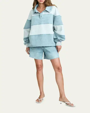 SEROYA Cher Striped Denim Top | Thumbnail 2 SEROYA Cher Striped Denim Top | Thumbnail 2