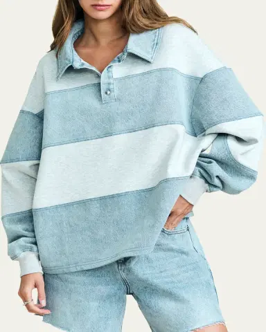 SEROYA Cher Striped Denim Top | Thumbnail 4 SEROYA Cher Striped Denim Top | Thumbnail 4