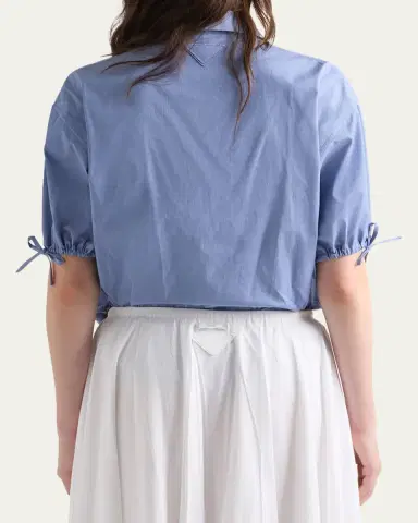 Prada Puff-Sleeve Cotton Button-Down Top | Thumbnail 3 Prada Puff-Sleeve Cotton Button-Down Top | Thumbnail 3