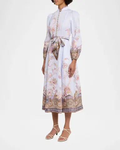 Zimmermann Luna Button Midi Dress | Thumbnail 3 Zimmermann Luna Button Midi Dress | Thumbnail 3