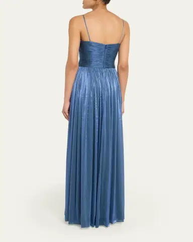 Costarellos Sireen Metallic Georgette Sleeveless Crisscross Gown | Thumbnail 3 Costarellos Sireen Metallic Georgette Sleeveless Crisscross Gown | Thumbnail 3