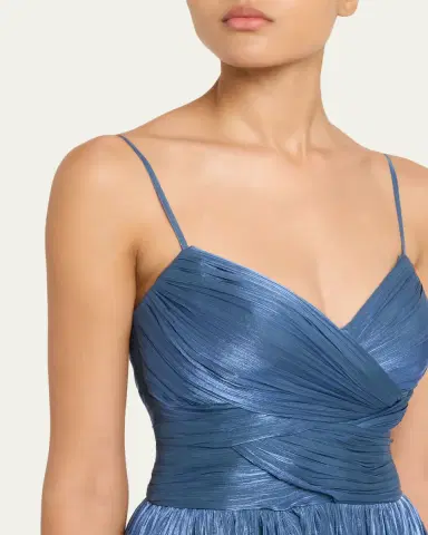Costarellos Sireen Metallic Georgette Sleeveless Crisscross Gown | Thumbnail 5 Costarellos Sireen Metallic Georgette Sleeveless Crisscross Gown | Thumbnail 5