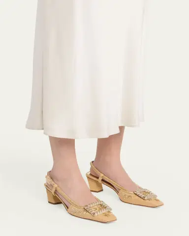 Roger Vivier 45mm Belle Vivier Embellished Canvas Slingback Pumps | Thumbnail 2 Roger Vivier 45mm Belle Vivier Embellished Canvas Slingback Pumps | Thumbnail 2