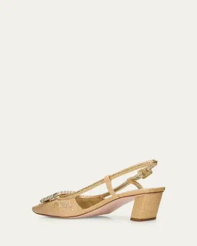 Roger Vivier 45mm Belle Vivier Embellished Canvas Slingback Pumps | Thumbnail 4 Roger Vivier 45mm Belle Vivier Embellished Canvas Slingback Pumps | Thumbnail 4
