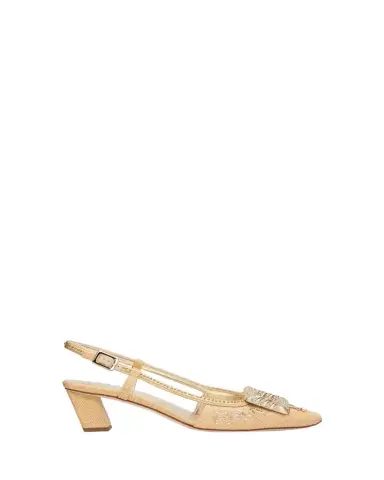 Roger Vivier 45mm Belle Vivier Embellished Canvas Slingback Pumps | Thumbnail 1 Roger Vivier 45mm Belle Vivier Embellished Canvas Slingback Pumps | Thumbnail 1