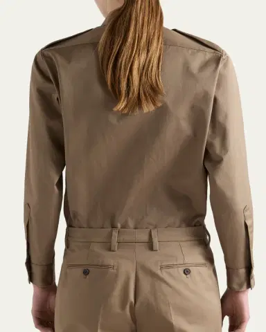 Prada Long-Sleeve Cotton Twill Utility Shirt | Thumbnail 3 Prada Long-Sleeve Cotton Twill Utility Shirt | Thumbnail 3