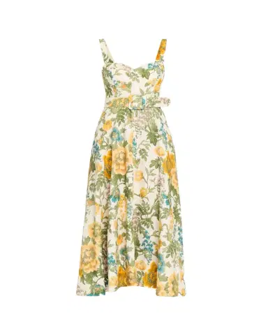 Cara Cara Calypso Floral Linen Midi Dress | Thumbnail 1 Cara Cara Calypso Floral Linen Midi Dress | Thumbnail 1