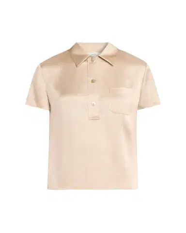 Vince Silk Charmeuse Short-Sleeve Polo Shirt | Thumbnail 1 Vince Silk Charmeuse Short-Sleeve Polo Shirt | Thumbnail 1