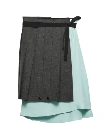 Prada Pleated Wool Patchwork Midi Skirt | Thumbnail 1 Prada Pleated Wool Patchwork Midi Skirt | Thumbnail 1