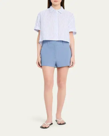 A.L.C. Mel Stripe Linen Cropped Shirt | Thumbnail 2 A.L.C. Mel Stripe Linen Cropped Shirt | Thumbnail 2