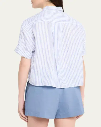 A.L.C. Mel Stripe Linen Cropped Shirt | Thumbnail 3 A.L.C. Mel Stripe Linen Cropped Shirt | Thumbnail 3