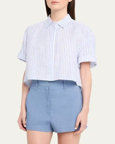 A.L.C. Mel Stripe Linen Cropped Shirt | Thumbnail 4 A.L.C. Mel Stripe Linen Cropped Shirt | Thumbnail 4