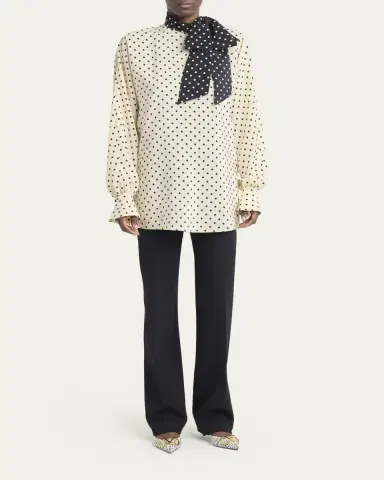 Valentino Garavani Polkda-Dot Silk Crepe De Chine Neck Scarf Top | Thumbnail 2 Valentino Garavani Polkda-Dot Silk Crepe De Chine Neck Scarf Top | Thumbnail 2
