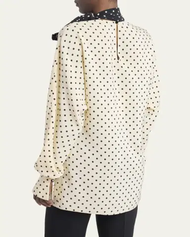 Valentino Garavani Polkda-Dot Silk Crepe De Chine Neck Scarf Top | Thumbnail 3 Valentino Garavani Polkda-Dot Silk Crepe De Chine Neck Scarf Top | Thumbnail 3