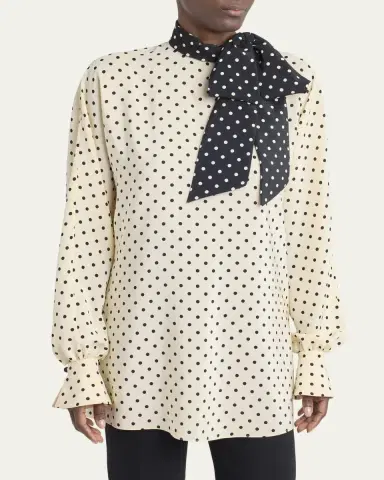 Valentino Garavani Polkda-Dot Silk Crepe De Chine Neck Scarf Top | Thumbnail 4 Valentino Garavani Polkda-Dot Silk Crepe De Chine Neck Scarf Top | Thumbnail 4