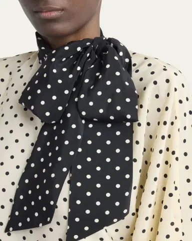 Valentino Garavani Polkda-Dot Silk Crepe De Chine Neck Scarf Top | Thumbnail 5 Valentino Garavani Polkda-Dot Silk Crepe De Chine Neck Scarf Top | Thumbnail 5
