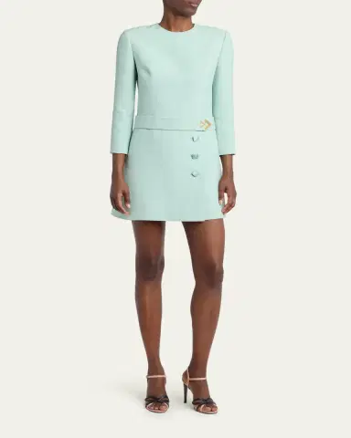 Valentino Garavani Crepe Couture Belted VLogo Mini Dress | Thumbnail 4 Valentino Garavani Crepe Couture Belted VLogo Mini Dress | Thumbnail 4