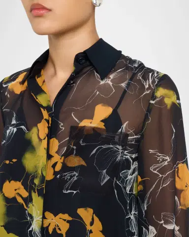 Jason Wu Collection Shadow Floral Crepe De Chine Button-Down Shirt | Thumbnail 4 Jason Wu Collection Shadow Floral Crepe De Chine Button-Down Shirt | Thumbnail 4