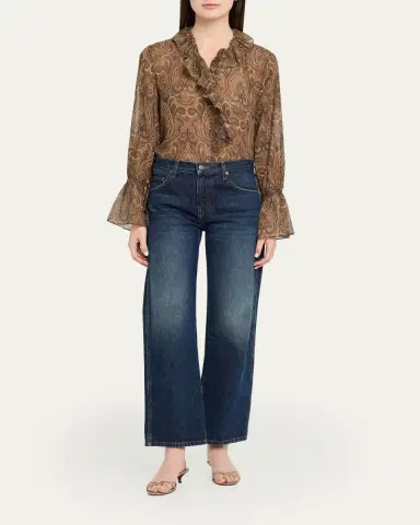 Nili Lotan Cecily Paisley Silk Ruffle Shirt | Thumbnail 2 Nili Lotan Cecily Paisley Silk Ruffle Shirt | Thumbnail 2
