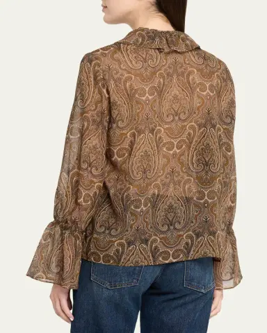 Nili Lotan Cecily Paisley Silk Ruffle Shirt | Thumbnail 3 Nili Lotan Cecily Paisley Silk Ruffle Shirt | Thumbnail 3