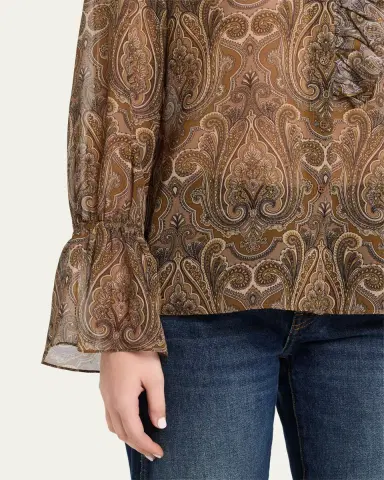 Nili Lotan Cecily Paisley Silk Ruffle Shirt | Thumbnail 5 Nili Lotan Cecily Paisley Silk Ruffle Shirt | Thumbnail 5