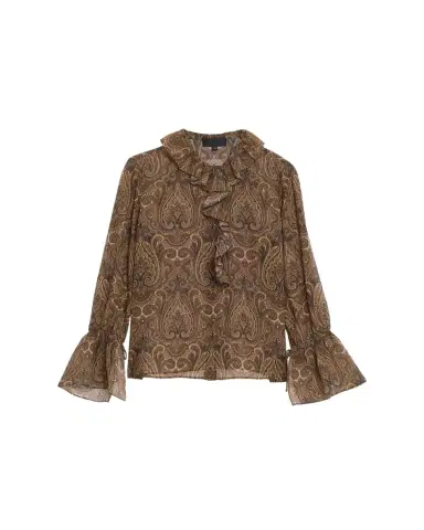 Nili Lotan Cecily Paisley Silk Ruffle Shirt | Thumbnail 1 Nili Lotan Cecily Paisley Silk Ruffle Shirt | Thumbnail 1