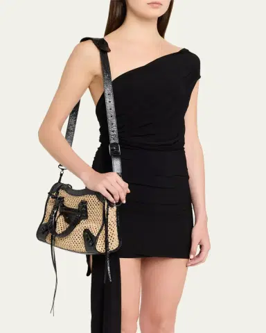 Balenciaga Le City Woven Leather-Trim Top-Handle Bag | Thumbnail 2 Balenciaga Le City Woven Leather-Trim Top-Handle Bag | Thumbnail 2