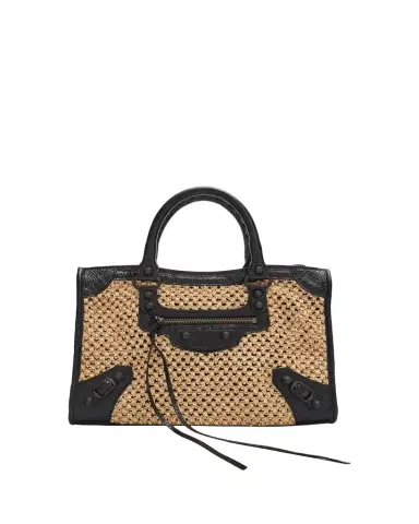 Balenciaga Le City Woven Leather-Trim Top-Handle Bag | Thumbnail 1 Balenciaga Le City Woven Leather-Trim Top-Handle Bag | Thumbnail 1