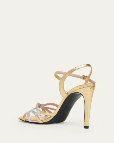 Valentino Garavani 100mm Metallic Leather Ankle-Strap Sandals | Thumbnail 4 Valentino Garavani 100mm Metallic Leather Ankle-Strap Sandals | Thumbnail 4