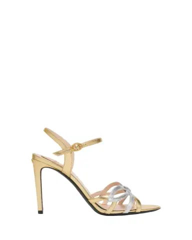 Valentino Garavani 100mm Metallic Leather Ankle-Strap Sandals | Thumbnail 1 Valentino Garavani 100mm Metallic Leather Ankle-Strap Sandals | Thumbnail 1