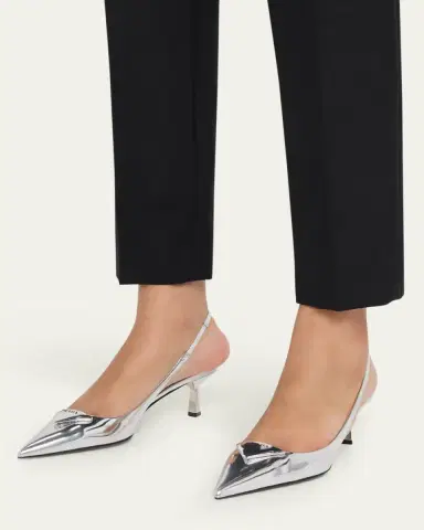 Prada 55mm Metallic Leather Slingback Pumps | Thumbnail 2 Prada 55mm Metallic Leather Slingback Pumps | Thumbnail 2