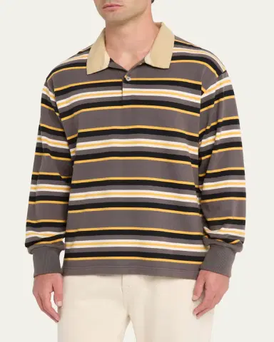 Sanderlak Men's Rugby Striped Polo Shirt | Thumbnail 4 Sanderlak Men's Rugby Striped Polo Shirt | Thumbnail 4